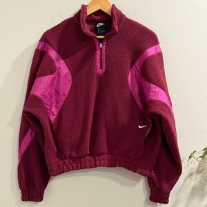 Nike Small Dark Beetroot & Cactus Archive Remix Sweatshirt Stitched Logo Fleece